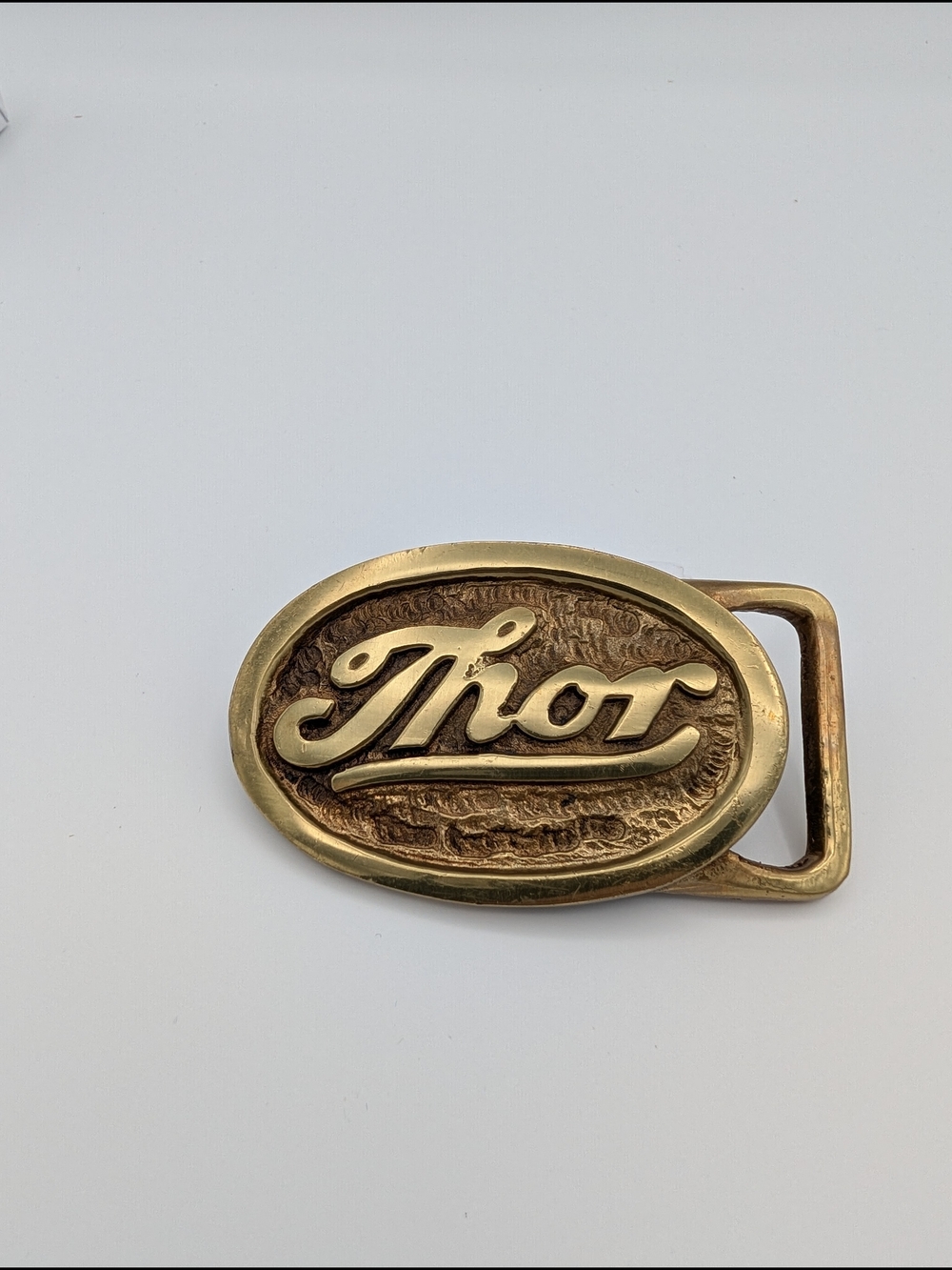 Thor Motorcycle Company Brass Belt Buckle, Vintage 1970s Biker